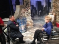 NBC 5's Art Norman interviewing Rick Roberts on the set of his play The Benchmark.